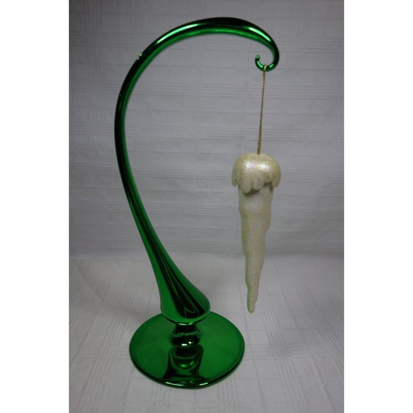 Icicle Ornament White Glitter Dangling Sparkly Christmas Ornament 4" - Picture 3 of 4